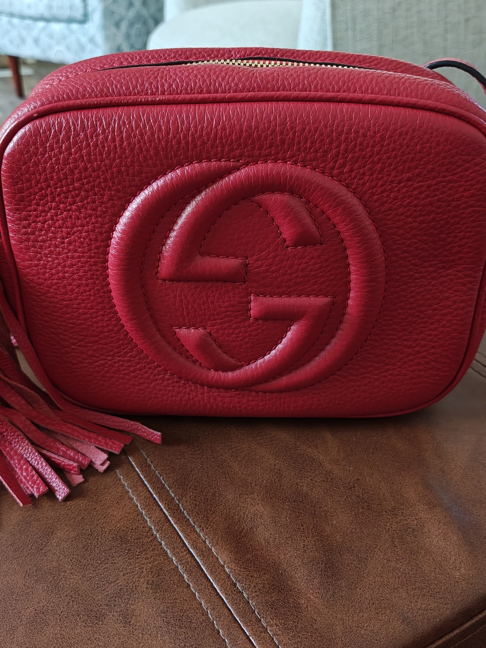 Gucci Soho Disco Red Pebbled Leather Crossbody